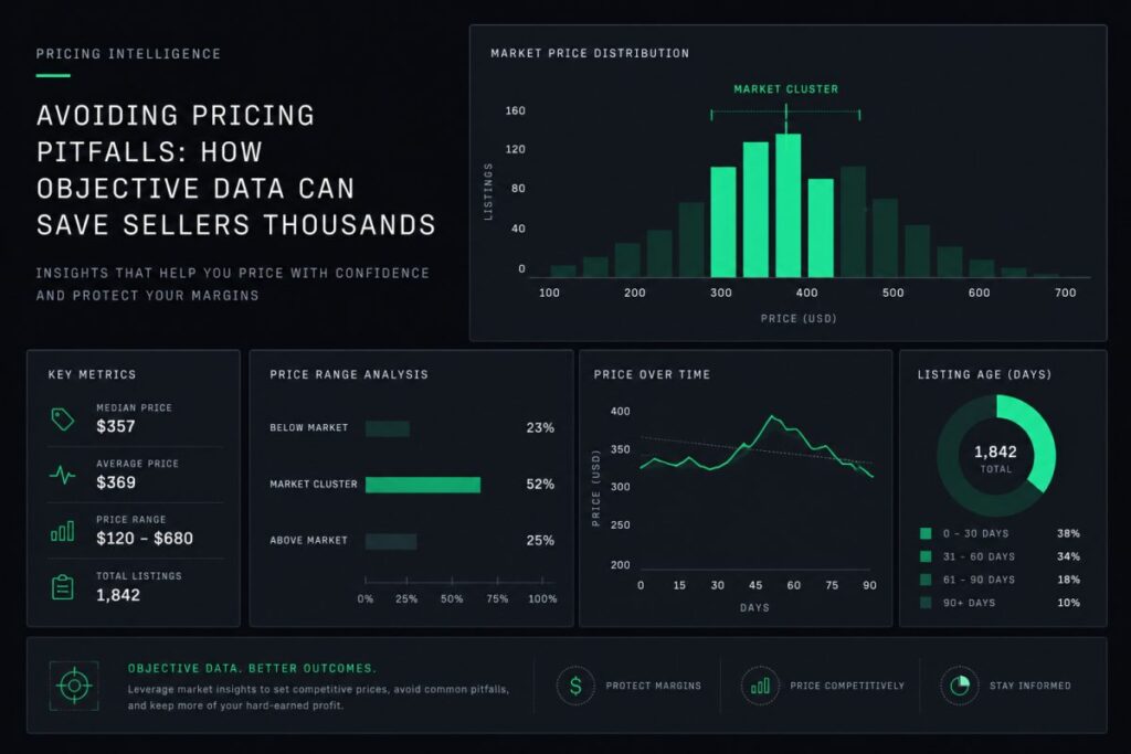 Image suggestion: A clean, dark-themed dashboard screen showing Cost Pilot’s AI median value output alongside market comparison charts, illustrating objective pricing data.